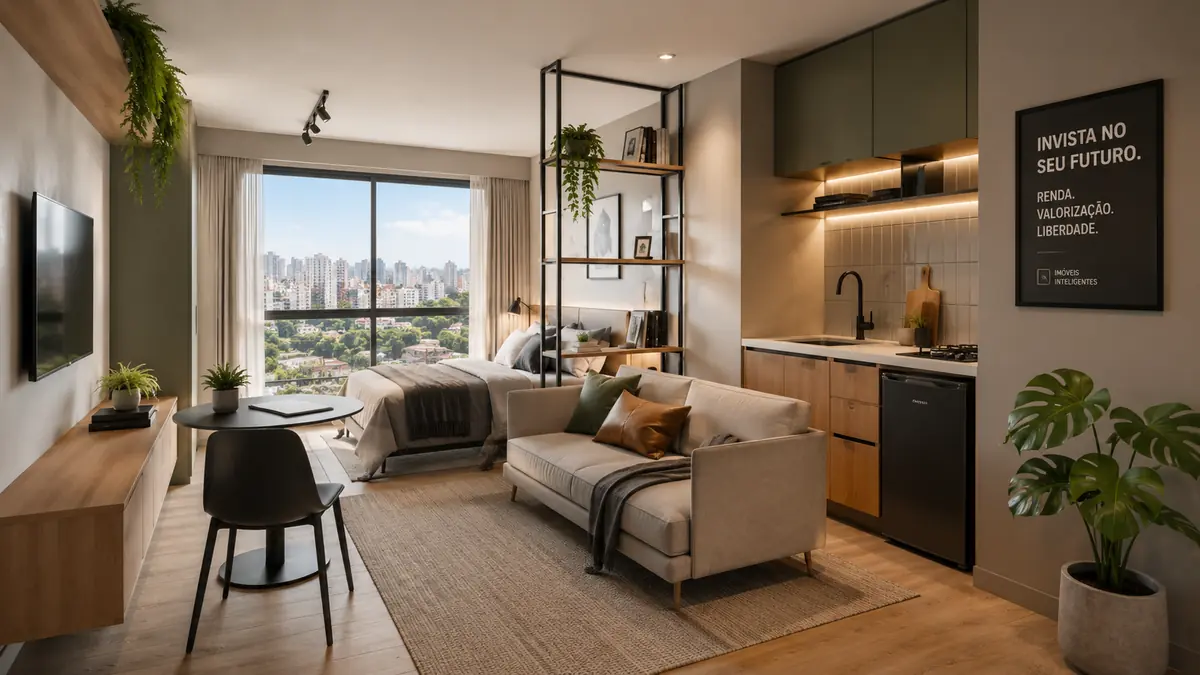 Studio apartamento moderno para investimento no Brasil 2026