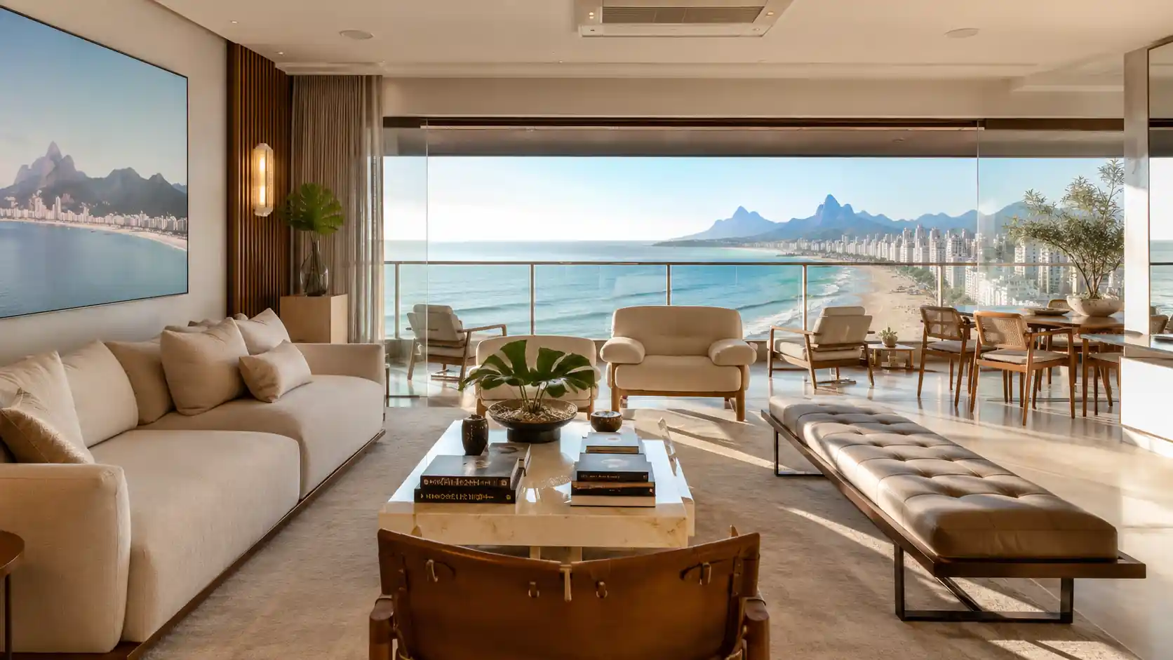 Prédio de apartamentos de luxo em Ipanema com vista para o mar e Dois Irmãos