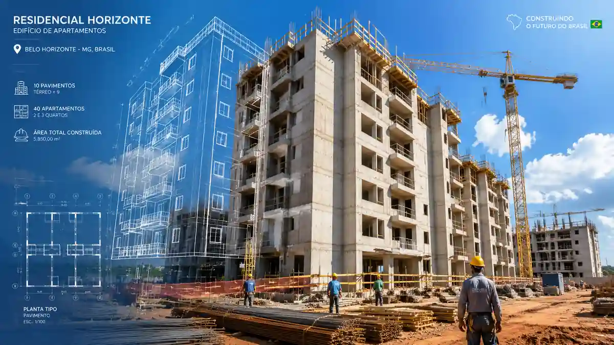 Canteiro de obras de condomínio residencial em São Paulo