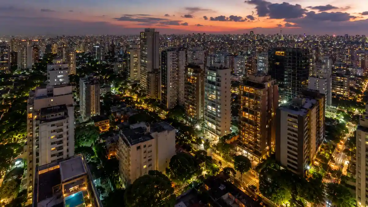 Vista aérea do bairro Jardins em São Paulo