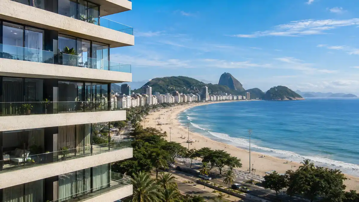 Vista aérea de Ipanema Rio de Janeiro com apartamentos na orla